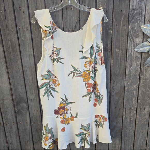 FREE PEOPLE Summer In Tulum Linen Blend Floral Printed Tunic Top In Ivory Size M - Picture 3 of 6